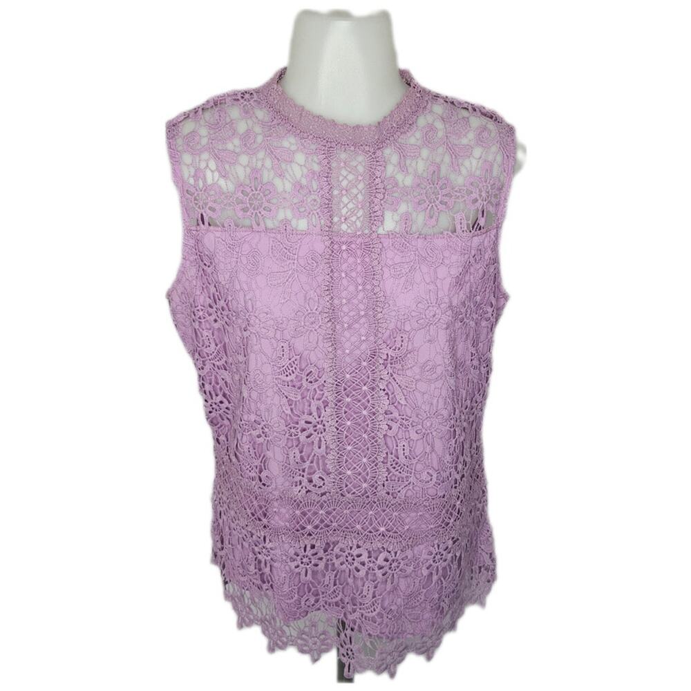 Beautiful Laundry By Shelli Segal Lavender Lace Sleeveless Blouse size medium